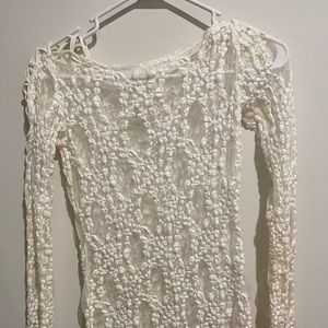 White Free People Floral Lace Top Sz XS